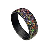 Carbon Fiber Ring with Fire Opal Inlay- Handmade- sizes 4-16