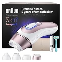 Braun Smart IPL Skin i·Expert, at Home Laser Hair Removal, Permanent Hair Reduction, with Free App, Vanity Case, Mini Face Hair Remover, Venus Razor, 4 Smart Heads, PL7442