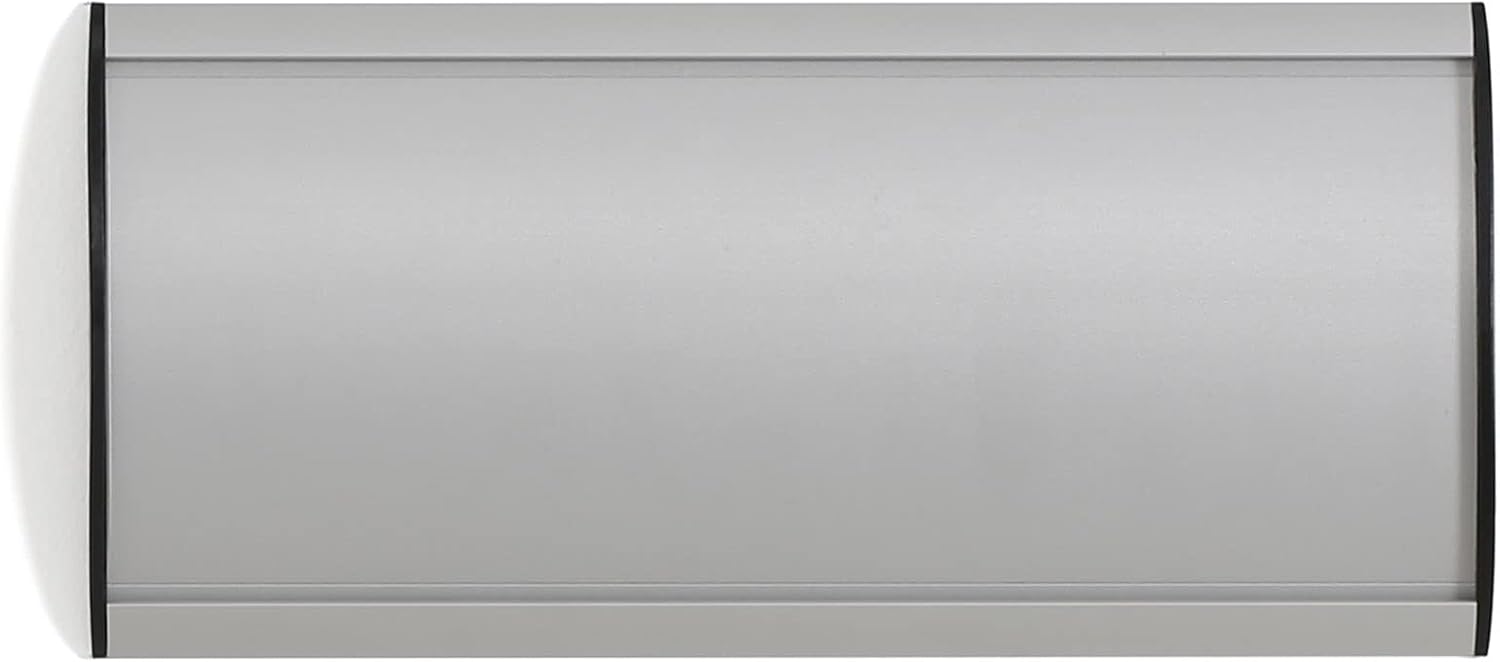 M&T Displays Curved Name Plate Aluminum Office Door Sign Holder with Adhesive Tape and Plastic Anti Glare Cover 12x4.13 Inch Silver Paper Inserts NOT Included