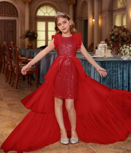 Image of GRACE KARIN Girls Dresses Sequin Party Formal Pageant Dress Tween Girl Birthday Tulle Prom Princess Maxi Dress Size 5-14