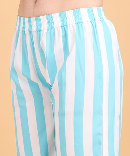 Image of POPWINGS Casual Relaxed Fit Stripe Printed Trouser for Women for Summer | Casual Trouser for Women