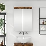 armoire 4 portes miroir Poids: 16,8 kg INLIFE Amoire de Salle de Bain avec Miroir avec Porte Tulum Chêne fumé