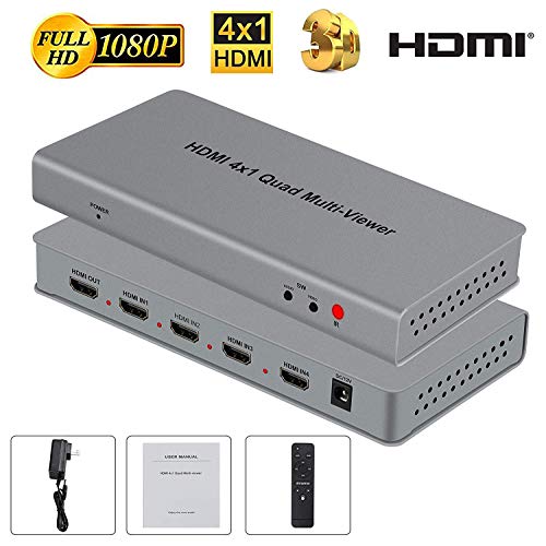 Image of Tobo 4x1 HDMI Quad Multi-Viewer Converter with Seamless Switcher 4 HD Digital Video Signal to 1 Screen HDMI1.3a,HDCP1.2,1080p-(TD-427H-02)