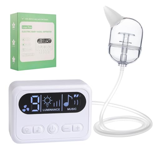 Aspirador nasal para bebé, aspirador eléctrico de nariz para niños pequeños, chupador de bebé Boogie, limpiador automático de nariz con 3 puntas de silicona, nivel de succión ajustable, función