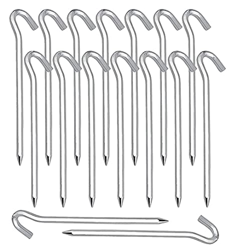 Sardines Piquet,Piquet de Fixation 20 Pièces Piquets de Tente en Piquets de Fixation Sol Crochet pour Tente De Sardines Camping Jardinage Acier Galvanisé Sardine Tente Argenté