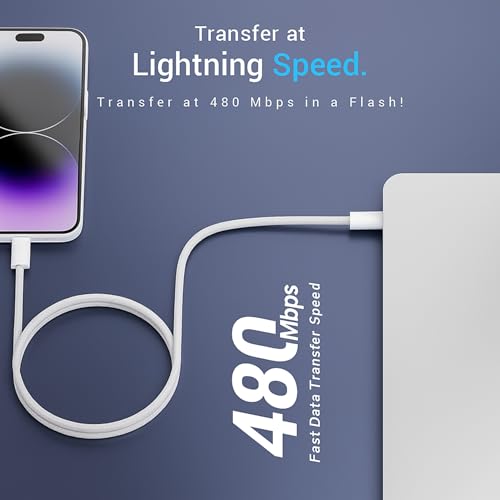 Image of KALIAT 30W Fast Charging Cable | 2M Certified Type C to Lightning Cable for iPhone 15 14 13 12 11 Pro Max, iPad | Appple Original USB-C to Lightning Wire A- Black