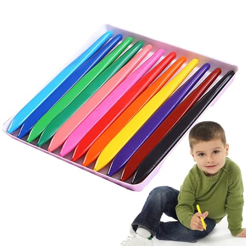 Crayones de colores triangulares: colores de calidad alimentaria, desarrollo del agarre del lápiz | Juego de crayones de cera no tóxicos para colorear sin ensuciar, suministros para manualidades,