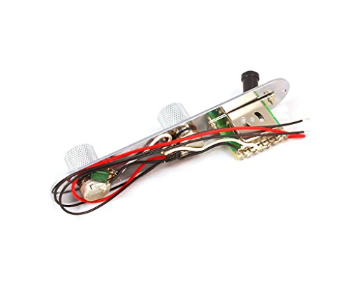 Timiy Tele Guitar Panel Direct Control Plate 3 Way Loaded Switch Wiring Harness Knobs - Chrome - Thumbnail 2