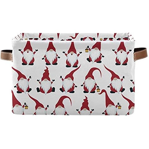 senya Christmas Basket, Large Foldable Christmas Storage Basket with Handles Christmas Gnomes Fabric Collapsible Storage Bins Organizer Bag for Storage Cover