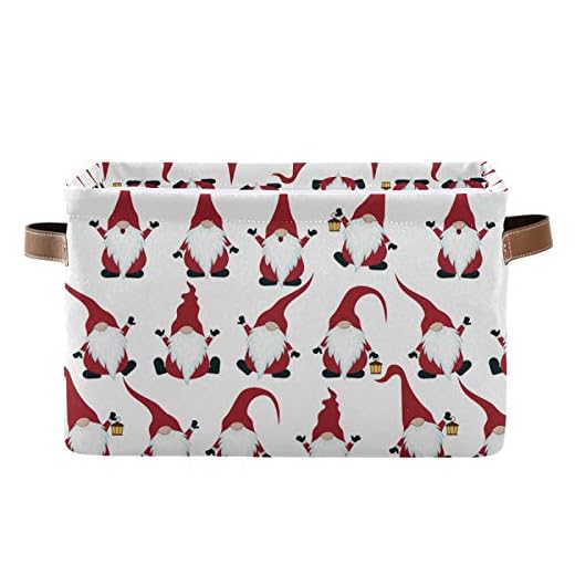 senya Cesta de armazenamento grande dobrável de Natal com alças, cestos de armazenamento dobráveis de tecido gnomos de Natal para armazenamento de brinquedos de bebê 38 x 28 x 24 cm
