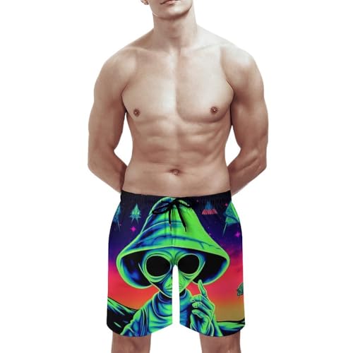 Alien and Weed Men's Swim Trunks Soft Beach Shorts Summer Bathing Suit Swimwear with Pockets2