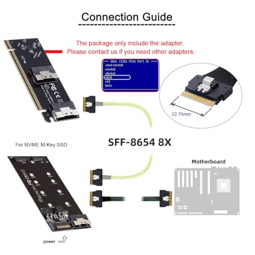 Image of CY Low Profile Slimline Dual SFF-8654 8X 74Pin to Detachable PCIE 16X Express 3.0 PCIE4.0 Raid Card VROC Raid0 Hyper Adapter