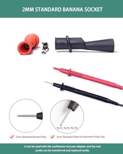 Image of Multimeter Alligator Clips, Insulation Alligator Clip with Flexible Boots for 2mm Diameter Probe Tips