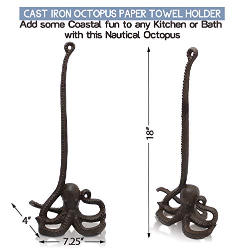 Basic Fundamentals Cast Iron Nautical Octopus Paper Towel Holder #TOP4