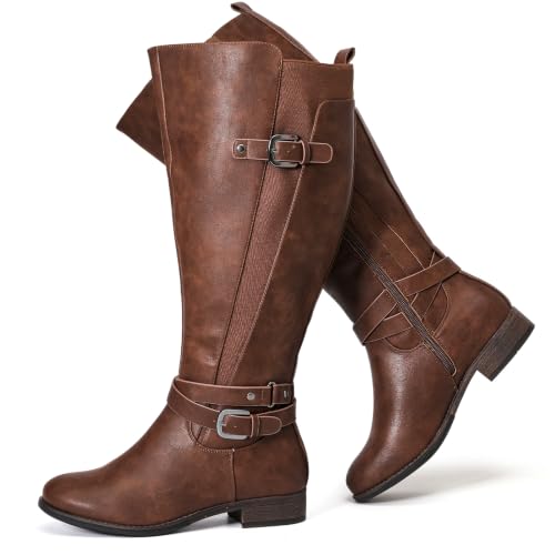 Image of Luoika Women's Extra Wide Calf Heeled Knee High Boots.