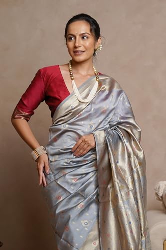 Image of MIRCHI FASHION Women Saree | Jacquard Banarasi Silk Woven Ethnic Motif Office Wear Sari