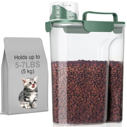LEAWALK 5-7Lbs Cat Dog Storage Container, Portable Pet Food Containers with Upgraded Large Spout and...