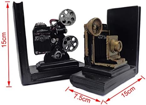 E-isata Shelf Book Ends Camera Movie Projector Bookends Heavy Vintage Storage Hipster Office Study CDs DVDs Travel Exploration Gifts Decoration Organiser