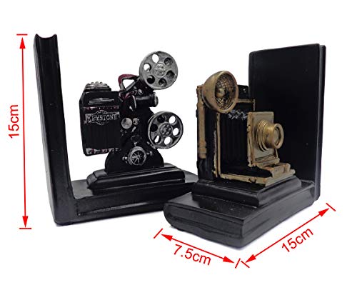 Isoto Shelf Book Ends Camera Movie Projector Bookends Heavy Vintage Storage Hipster Office Study Cds Dvds Travel Exploration Gifts Decoration Organiser #TOP2