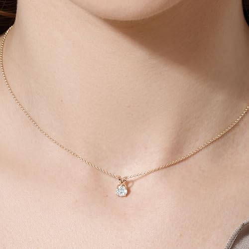 14K Yellow/White Gold Pendant Necklace With 0.50-1.00 TCW Lab Grown Diamond in Pear/Round Shape (E-F Color, VVS-VS), Adjustable Length from 15"-16.5", IGI Certified, Necklaces For Women, Gift For Her4