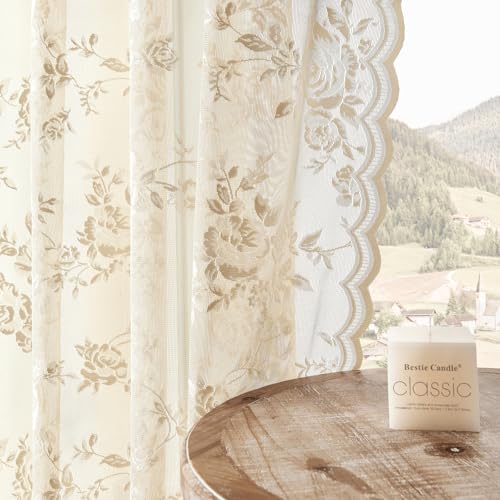 SEEKRIGHT Beige Lace Curtains 84