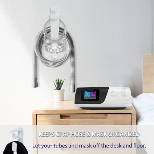 Image of 6.4ft CPAP Hose Cover + CPAP Hose Holder Hanger for Resmed AirSense 10 & 11 Tubing, CPAP Tube Cover to Reduce Condensation & Noise While Sleep, CPAP Tubing Hook for Bed to Avoid Hoses Tangle