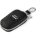 car Key Chain Keychain,Genuine Leather Car Smart Key caseKey Chain Keychain Holder Metal Hook and Keyring Zipper Bag for Remote Key Fob (Ford)