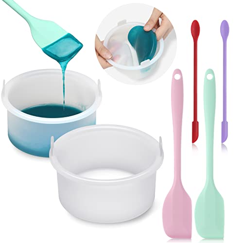 2 Pcs Silicone Wax Pot with 4 Pcs Wax Spatula Set, Replacement Silicone Wax Warmer Liner Hair Removal Melting Wax Bowl Wax Pot Insert Silicone Wax Container for 500 ml/ 16.9 oz Wax Machine Home Use