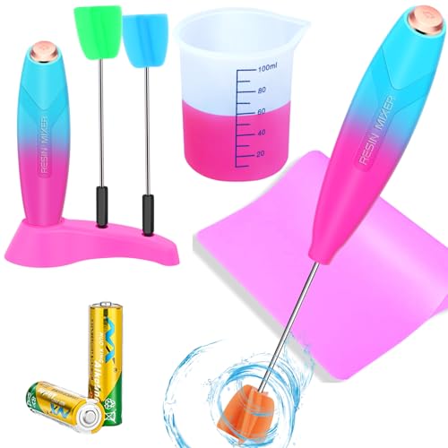 Epoxy Resin Mixer,Paint Mixer,Electric Stirrer Resin Mixer for Minimizing Bubbles, Epoxy Resin Mixer, Resin Stirrer for Resin, Silicone Mixing, DIY Crafts Tumbler (Rose Red)
