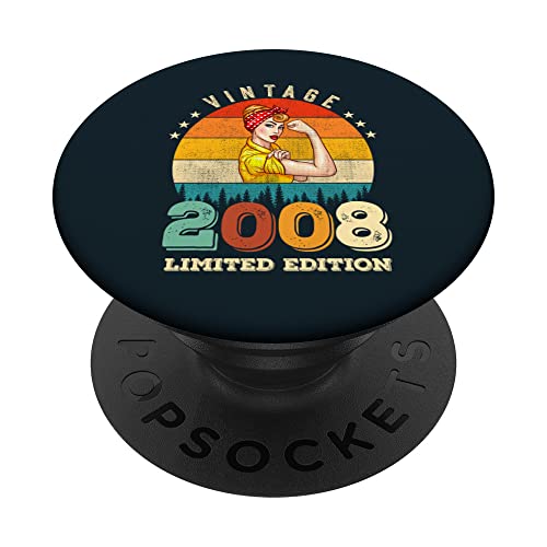 Vintage 14ème anniversaire 2008 Édition limitée Femme 14 ans PopSockets PopGrip Interchangeable Cover