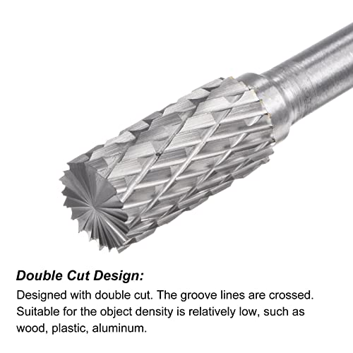 sourcing map Hartmetall Frässtifte 10mm, Länge 150mm Doppeltes Muster Fräser 6mm Runder Griff für Holzschneiden, Bohren, Polieren, Zylinder