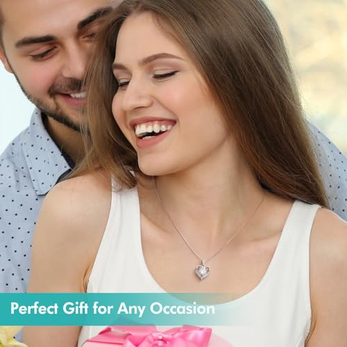 Moissanite Necklace for Women Moissanite Lab Created Diamond Heart Pendant Necklace Sterling Silver 1-3 Carat, Engraved with 'I LOVE YOU', Jewelry Gifts, for Wife, for Girlfriend, for Mom, Birthday Gift, Anniversary Present2