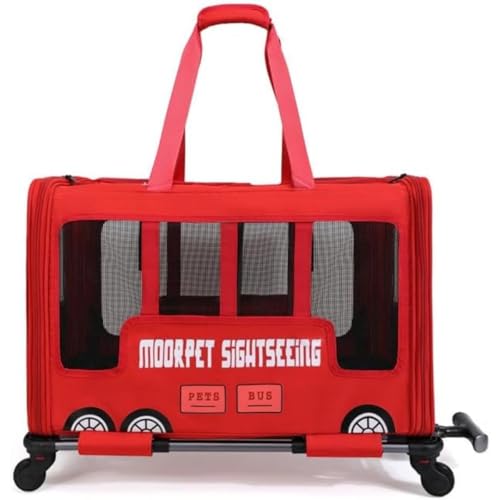 Rcuihak ペットキャリー ペットベビーカー ペットキャリーボックス 大型 犬 猫 4輪 2ペット 多面換気 大容量 キャリーバッグ スーツケース 旅行 ホーム ショッピングに最適 (レッド)