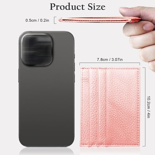 Image of WOXVM Credit Card Holder Wallet RFID Blocking Slim Credit Card Cases Holder Premium Leather Minimalist Front Pocket Small Wallet with 6 Card Slots and 1 Pockets for Men Women (Pink)