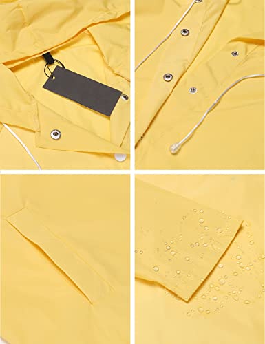 Soteer Womens Lightweight Raincoat Hooded Waterproof Active Outdoor Rain Jacket(Yellow-M) #TOP5