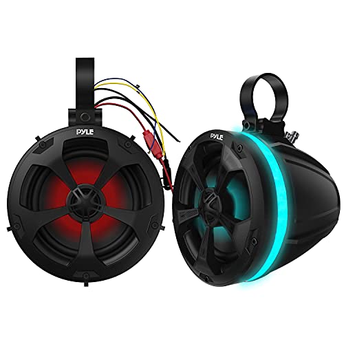 2-Way Waterproof Off Road Speakers - 5.25 1000W Active Passive Marine Grade Wakeboard Tower Speakers System w RGB Light, Full Range Outdoor Stereo Speaker for ATV UTV Jeep Boat - Pyle PLUTV55BTR