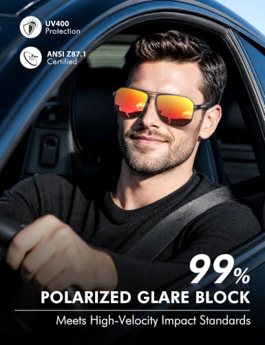 Image of Luenx Aviator Polarized Sunglasses for Men: Square UV400 Driving