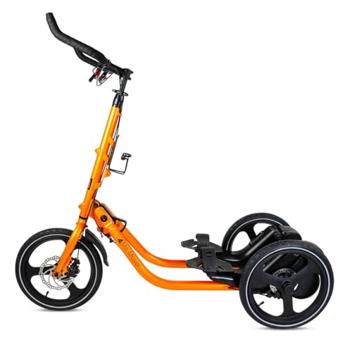 ME-MOVER Speed - Step Machine on Wheels, Low Impact Trainer, Cross Step Trainer for Outdoor Exercise, Elliptical Tricycle (Hot Orange)