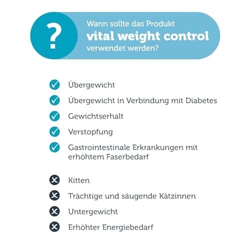MERA Vital Weight Kontrol Katze (3kg), Diätfutter für ausgewachsene Katzen, wenig Fett, zur Erhaltung des Idealgewichts