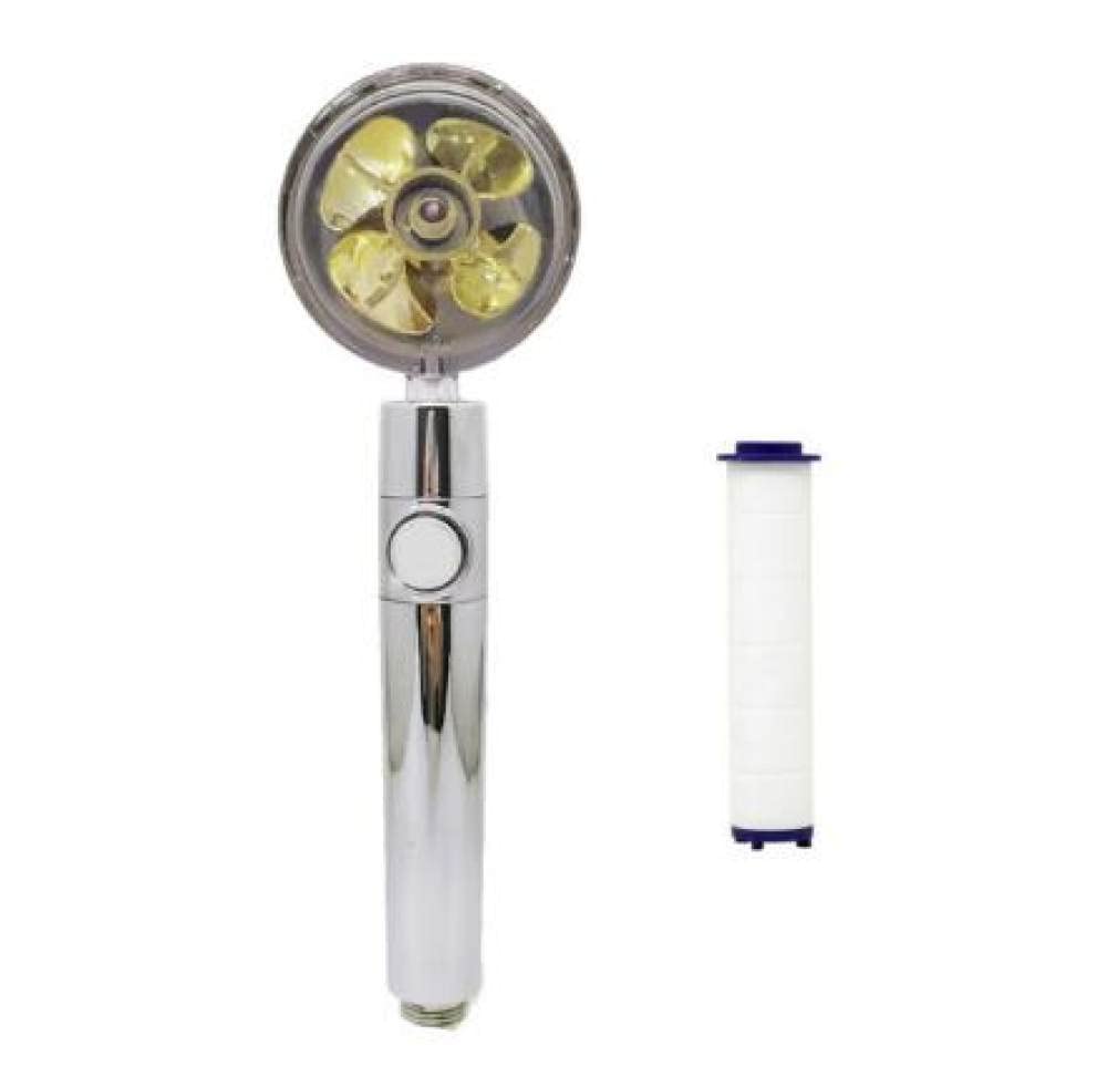 Pommeau de douche réglable à 360° doré avec hélice intégrée modèle B