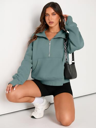 Image of AUTOMET Womens Sweatshirts Half Zip Cropped Pullover Fleece Quarter Zipper Hoodies 2026 Fall Fashion Outfits Clothes