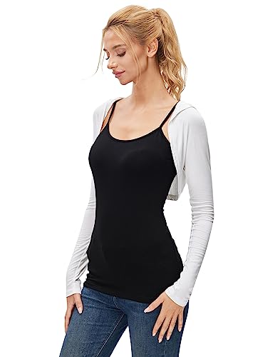 AmélieBoutik Women Slim Fit Lightweight Hooded Open Front Long Sleeve Bolero Shrug Cropped Cardigan2