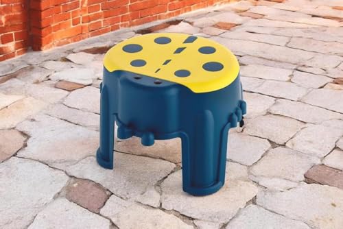 Image of Multi-Color Kids Stool, Lightweight Durable Plastic, Ladybug Design, Indoor & Outdoor Use, Safe Children's Seating for Playroom, Bedroom, Patio, or Garden