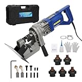 1300W Electric Hydraulic Hole Puncher 110V, Hydraulic Metal Hole Punch Machine with Dies 1/4