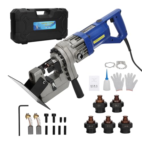 1300W Electric Hydraulic Hole Puncher 110V, Hydraulic Metal Hole Punch Machine with Dies 1/4