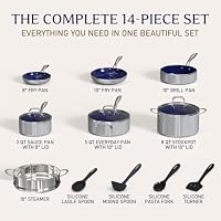 14PC Pots and Pans Set Non Stick Silver Gray, Ceramic Cookware Set, 9H Diamond-Reinforced, Forged Aluminum Fast Even Heating, PFAS-Free, Stay-Cool Stainless Handles, Induction, Oven & Dishwasher Safe — image 8