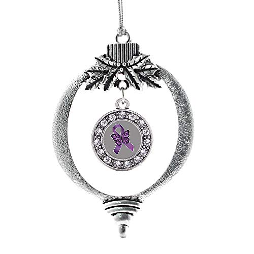 Inspired Silver - Fibromyalgia Awareness Charm Ornament - Silver Circle Charm Holiday...