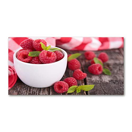 Tableau nourriture et boissons Tulup grande toile imprimee Framboises Dans Un Bol luxe