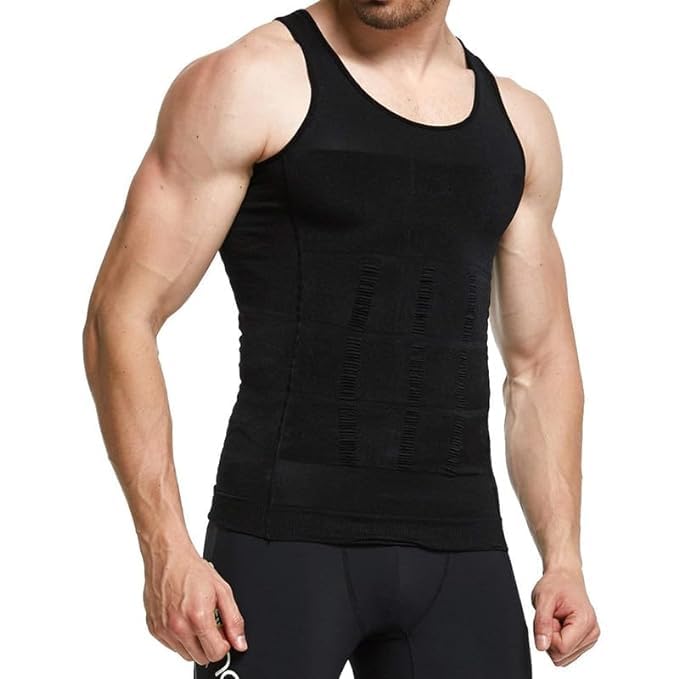 alone fit Men's Slimming Body Shaper Tank Top with Sleeves, Compression Undershirt-picture-26
