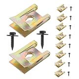 NULYLU 10セット 黒亜メッキ六角頭自攻ネジ メタルクリップ 車内アクセサリーファスナー バンパーカバー固定用 パーツ交換用クリップキッ